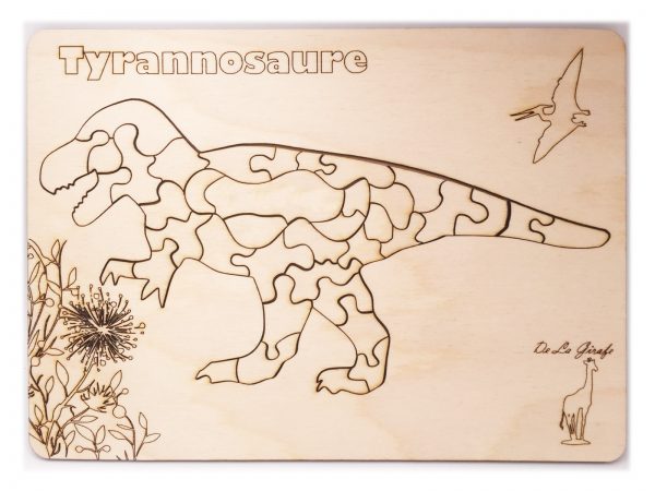 puzzle en bois artisanal tyrannosaure