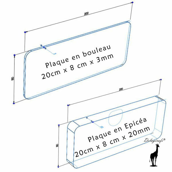 Dimensions des plaques bouleau et épicéa